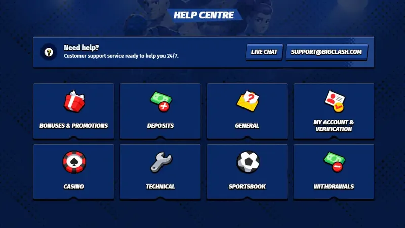 BigClash support — 24/7 live chat and fast assistance for Aussie players