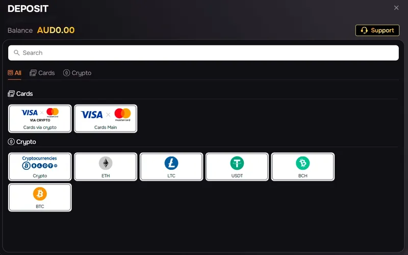 Flash Dash casino payment methods