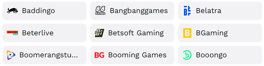 Game developers at Level Up casino