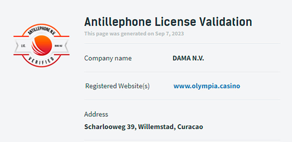 Olympia Casino License
