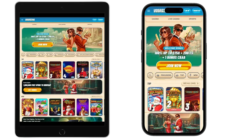 Vegasino mobile version – ability to play casino games from any mobile device